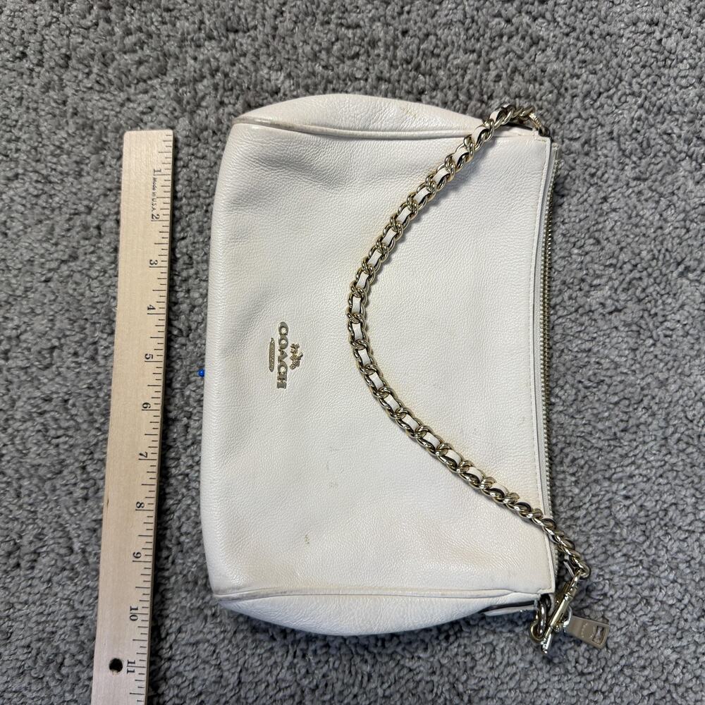 Coach Carrie Cross Body Bag Purse Womens Medium White Leather Chain Zip F22212 - Picture 8 of 12